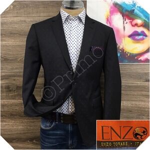 ENZO Mens Blazer Sport Coat Casual Jacket Size 38S Wool‎ Two Button Classic Suit